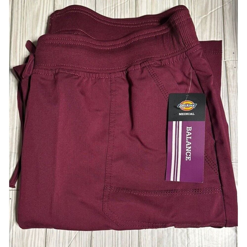 NWT Women's Dickies Scrub Mid Rise Drawstring Cargo Pant DK080T Wine 2XL TALL‎